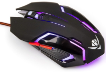 Мышь Nakatomi MOG-20U, USB, подсвет.5цв.,игров.,пров.,опт.,6кн., 800-2400dpi, черный