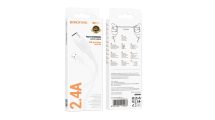 Кабель BOROFONE MicroUSB BX111, 2.4А, ПВХ, 1м, белый