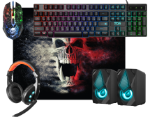Набор игровой DEFENDER Tor MHP-127, клавиатура+мышь+гарнитура+колонка+коврик, черный