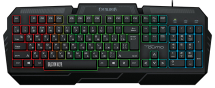 Клавиатура Qumo Excalibur K67, Rainbow, мембран.,104кл., 19 AntiGhost, черный