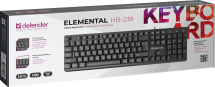 Клавиатура DEFENDER Elemental HB-239 RU, USB, мембран.,104кл., черный