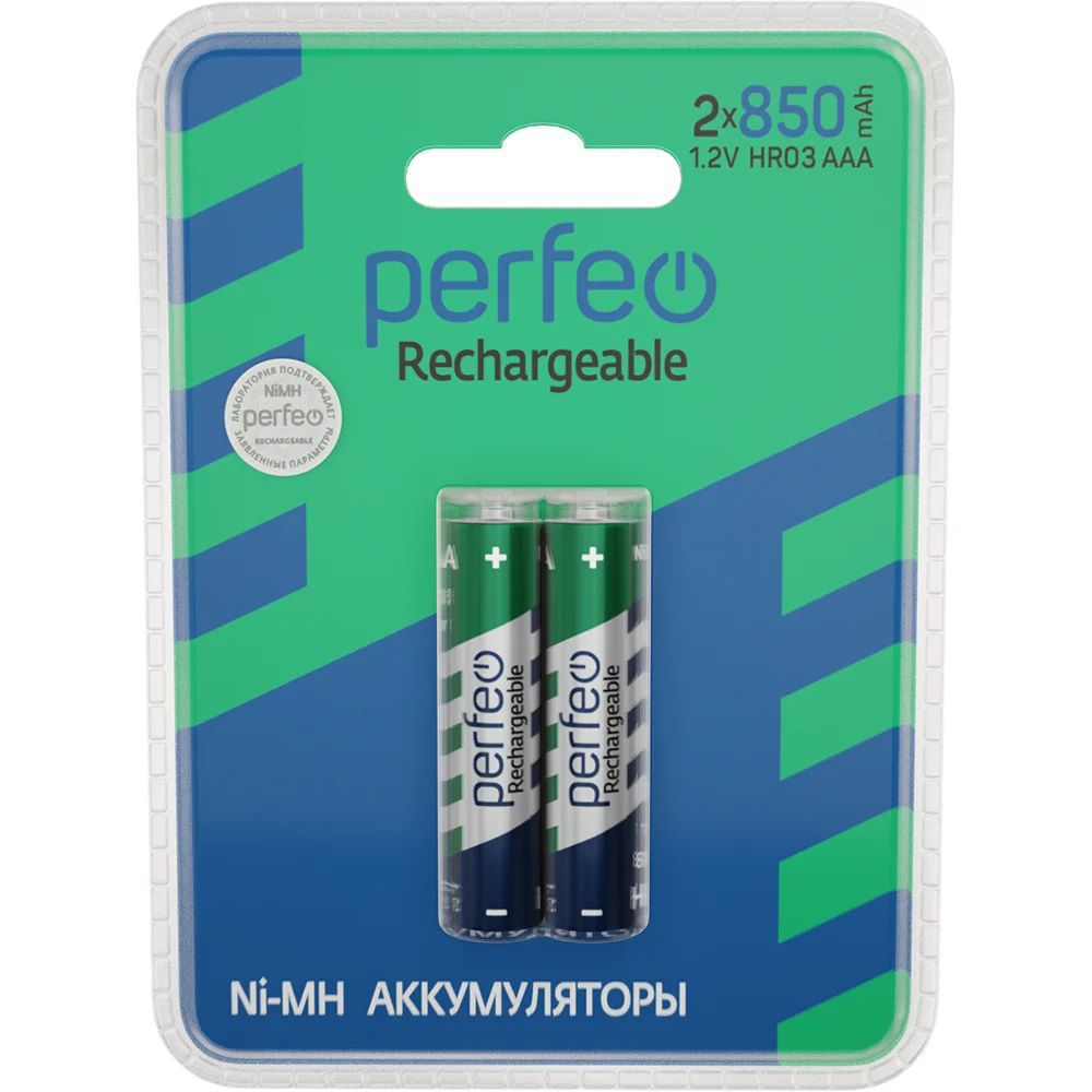 Аккумулятор Perfeo R03 (AAA) 850mAh BL2 (пластик) 2/40