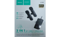 Беспроводной микрофон Hoco L20B, Type-C/Lightning/AUX 3.5мм, черный