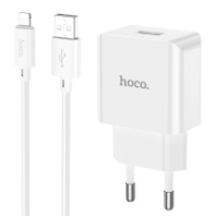 СЗУ Hoco C106A, 1USB, 2.4А + Lightning 1м, белый 1/30