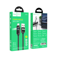 Кабель HOCO USB - Type-C U137, 5А, с дисплеем, тканевая оплетка, 1.2м, черный
