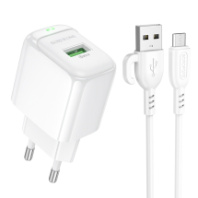 СЗУ BOROFONE BAS42A, 1USB, QC 3.0, 18W, 3A + MicroUSB 1м, белый СЗУ BOROFONE BAS42A, 1USB, QC 3.0, 18W, 3A + MicroUSB 1м, белый