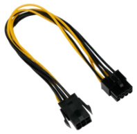 Кабель питания PCIe 6pin - PCIe 8pin (шт/гн), 0.3м Cablexpert черный/желтый