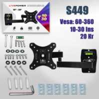 Кронштейн для LED телевизора 10"-30" до 20 кг, T1030, Live-Power, наклонно-поворотный, черный