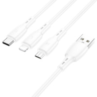 Кабель BOROFONE BX71 3в1 MicroUSB+Lightning+Type-C, 2А, ПВХ, 1м, белый (мятая упаковка) Кабель BOROFONE BX71 3в1 MicroUSB+Lightning+Type-C, 2А, ПВХ, 1м, белый (мятая упаковка)