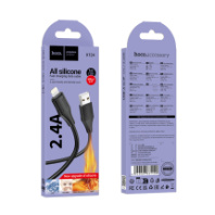 Кабель HOCO USB - Lightning X124, 2.4А, силиконовый, 1м, черный