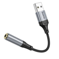Аудио конвертер Hoco LS36 USB - AUX 3.5мм (шт/гн), черный