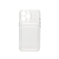 Чехол-накладка для iPhone 13 Pro Max, силиконовый, с кармашком для карт, прозрачный
