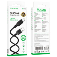 Кабель BOROFONE USB - Type-C BX113, 3A, силиконовый, 1м, черный