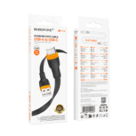 Кабель BOROFONE USB - Type-C BX118, 2.4A, плоский кабель, ТПЭ, 1м, черный Кабель BOROFONE USB - Type-C BX118, 2.4A, плоский кабель, ТПЭ, 1м, черный