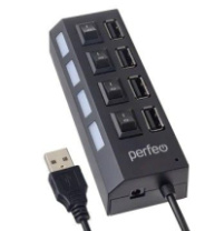 USB хаб Perfeo PF-H030 (4USB2.0+питание USB) черный