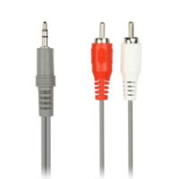 Кабель AUX 3.5мм - 2RCA (шт/шт) 1.8м Smartbuy, серый (KA-311-300)