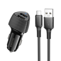 АЗУ BOROFONE BZ31A, 2USB, 2.4A + MicroUSB 1м, черный