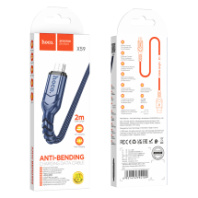 Кабель HOCO MicroUSB X59, 2.4А, тканевая оплетка, 2м, синий