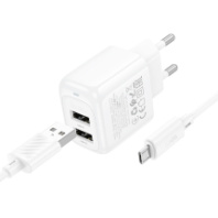 СЗУ Hoco CS51A, 2USB, 2.4A + MicroUSB 1м, белый СЗУ Hoco CS51A, 2USB, 2.4A + MicroUSB 1м, белый