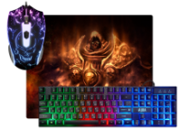 Набор игровой DEFENDER Aura MKP-117 RU, клавиатура+мышь+коврик, RGB, черный