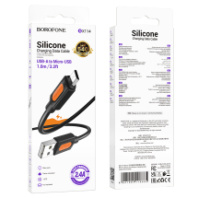 Кабель BOROFONE MicroUSB BX114, 2.4А, силиконовый, 1м, черный Кабель BOROFONE MicroUSB BX114, 2.4А, силиконовый, 1м, черный