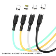 Кабель vDENMENv USB - Lightning D18L, 2.4А, магнитный, ПВХ, 1м, зеленый 