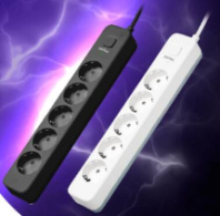 Сетевой фильтр Perfeo "POWER STREAM" 5 розеток, защитные шторки, 10А, 2500Вт, 1.5м, белый