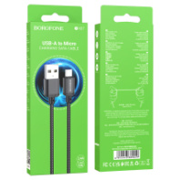 Кабель BOROFONE MicroUSB BX87, 2.4А, тканевая оплетка, 1м, черный