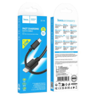 Кабель HOCO Type-C - Lightning X119, 3А, PD 27W, тканевая оплетка, 1м, черный