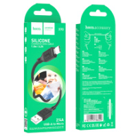 Кабель HOCO MicroUSB X90, 2.4А, силиконовый, 1м, черный