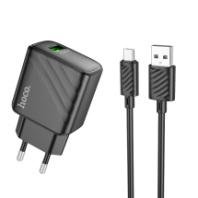 СЗУ Hoco CS21A, 1USB, QC3.0, 18W, 3A + MicroUSB 1м, черный