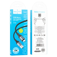 Кабель HOCO MicroUSB X102, 2.4А, тканевая оплетка, 1м, черный