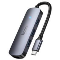 USB хаб Hoco HB57 (4USB3.0+питание Type-C) 0.13м металлик