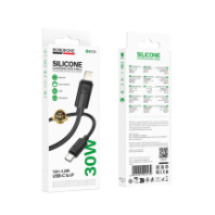 Кабель BOROFONE Type-C - Lightning BX123, 3А, PD 30W, силиконовый, 1м, черный