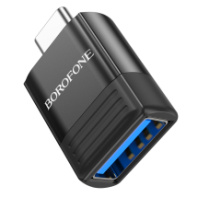 Переходник BOROFONE BV18, OTG USB 3.0 (гн) - Type-C (шт), черный Переходник BOROFONE BV18, OTG USB 3.0 (гн) - Type-C (шт), черный