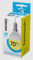 Лампа cветодиодная КОСМОС "ЭКОНОМИК" шар-мини GL45 8,5Вт 220V E14 3000K (теплый свет)