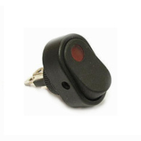 Выключатель клавишный 12V 30А (3с) ON-OFF черный овал с красной LED подсветкой REXANT Выключатель клавишный 12V 30А (3с) ON-OFF черный овал с красной LED подсветкой REXANT