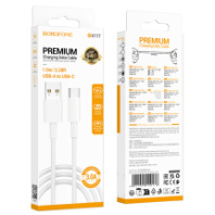 Кабель BOROFONE USB - Type-C BX117, 3А, тканевая оплетка, 1м, белый Кабель BOROFONE USB - Type-C BX117, 3А, тканевая оплетка, 1м, белый