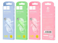 Кабель vDENMENv USB - Lightning D07L, 2.4А, силиконовый, 1м, розовый 