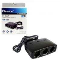 Разветвитель прикуривателя Olesson 1636, 3 выхода+2USB, 12V/24V, 100W, черный (A794)
