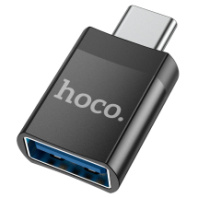 Переходник Hoco UA17, OTG USB 3.0 (гн) - Type-C (шт), черный Переходник Hoco UA17, OTG USB 3.0 (гн) - Type-C (шт), черный