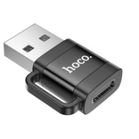 Переходник Hoco UA31D, OTG USB 2.0 (шт) - Type-C (гн), черный Переходник Hoco UA31D, OTG USB 2.0 (шт) - Type-C (гн), черный