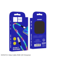 Кабель vDENMENv USB - Lightning D25L, 2.4А, светящийся, ПВХ, 1м, синий 