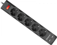 Сетевой фильтр Defender DFS 755, 5 розеток, 2USB, 10А, 2200Вт, 5м, заземление, выкл., черный Сетевой фильтр Defender DFS 755, 5 розеток, 2USB, 10А, 2200Вт, 5м, заземление, выкл., черный