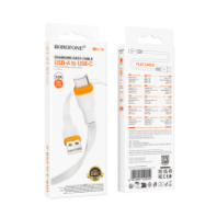 Кабель BOROFONE USB - Type-C BX118, 2.4A, плоский кабель, ТПЭ, 1м, белый