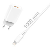 СЗУ vDENMENv DC03L, 1USB, 2.4A + Lightning 1м, белый