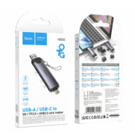 Card Reader Hoco HB56 (USB/Type-C - MicroSD/SD+USB) металлик