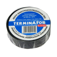 Изолента Terminator IZ 1510FR 0.13х15мм, 10 метров, не горючая, самозатух, черный Изолента Terminator IZ 1510FR 0.13х15мм, 10 метров, не горючая, самозатух, черный