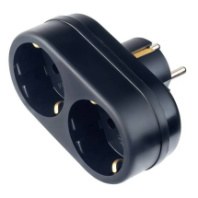 Двойник Perfeo "RU POWER'' 2 розетки, 16А, 3650Вт, заземление, черный