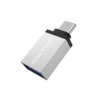 Переходник BOROFONE BV3, OTG USB (гн) - Type-C (шт), серебро